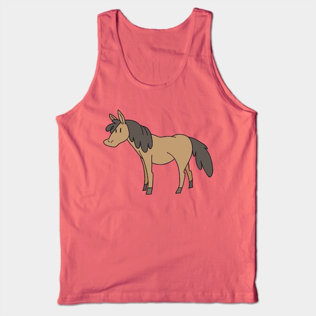 Brown Cartoon Horse Tank Top by saradaboru